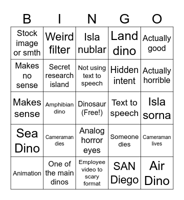 Jp analog horror bingo Card