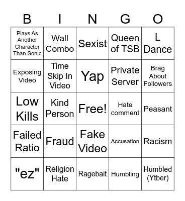 scaarlex tiktok Bingo Card