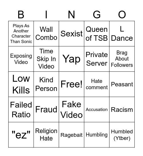 scaarlex tiktok Bingo Card