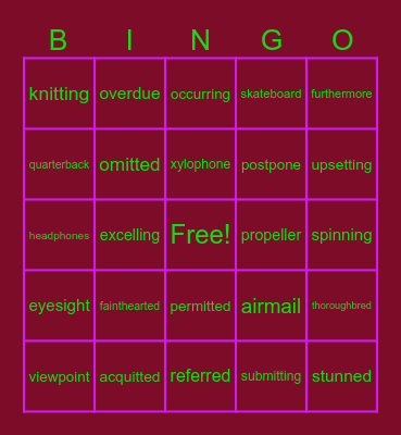 Hannah SPRING Bingo Card