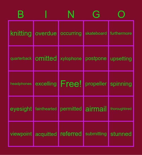 Hannah SPRING Bingo Card