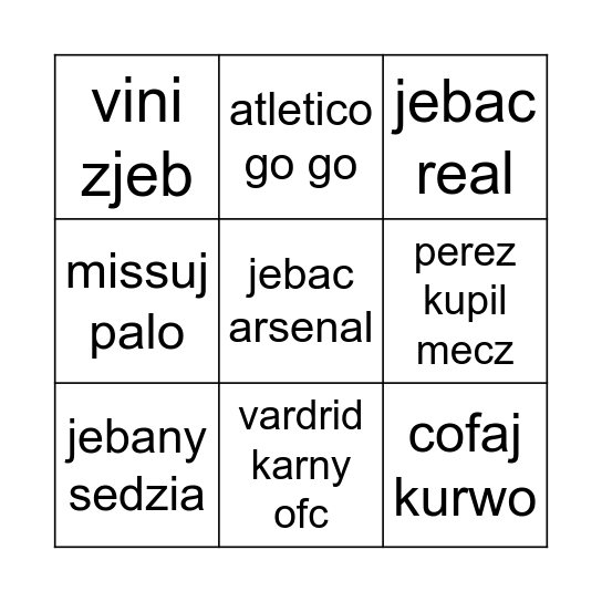 Jebać real bingo Card