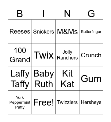 Candy Phonics Bingo Card