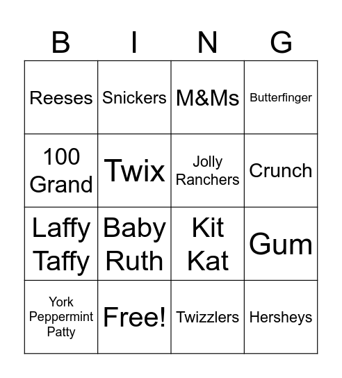Candy Phonics Bingo Card