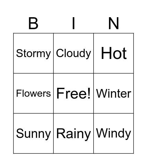 The Weather Bingo Card
