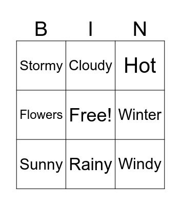 The Weather Bingo Card