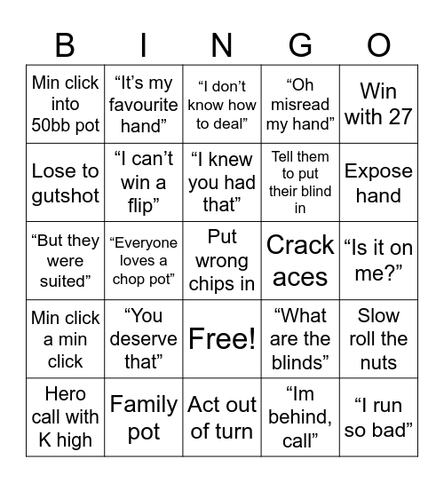 Nuts Regional Bingo Card