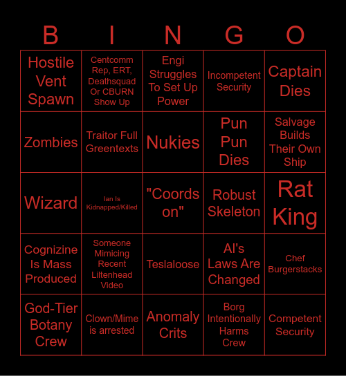 Space Station 14 Round Bingo Card