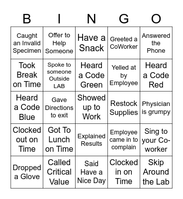 Laboratory Bingo Card