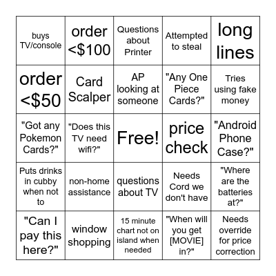 Electronics Register BINGO Card