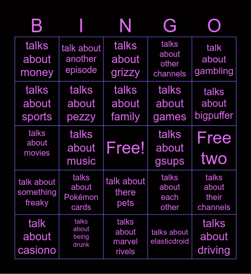 COOLESS PODCAST Bingo Card