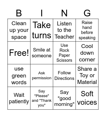 Social Skills Bingo ( Grade 1) Bingo Card