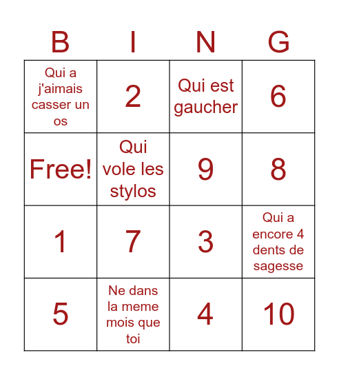 Trouve la personne Bingo Card