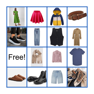 CLOTHES Bingo Card