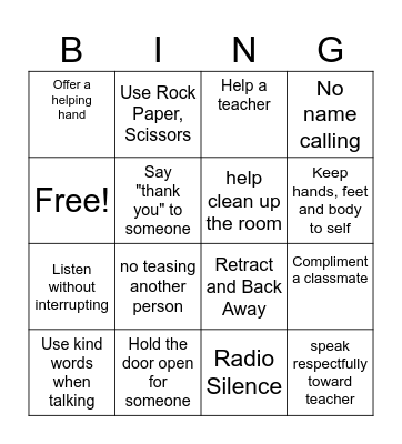 Kindness Challenge Bingo Card