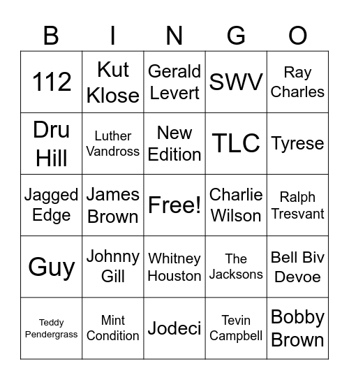 Old school Music Bingo Card