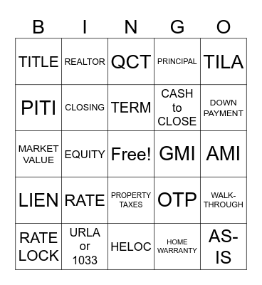 ACTS HOUSING HOMEBUYER EDUCATION Bingo Card