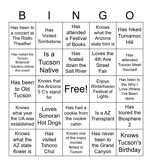 Find someone who.... Bingo Card