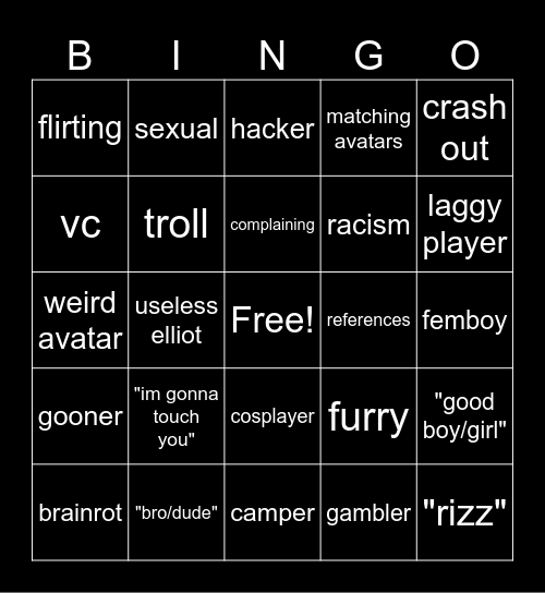 Forsaken Bingo Card