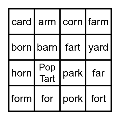 AR, OR Bingo Card