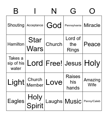 Pastor Josh’s Sermon Bingo Card