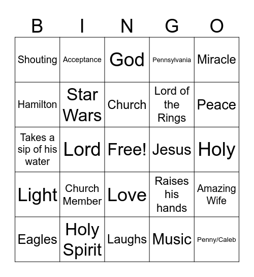 Pastor Josh’s Sermon Bingo Card