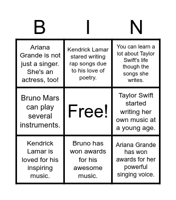 Famous Athletes Calling Card Bingo Card