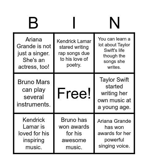 Famous Athletes Calling Card Bingo Card