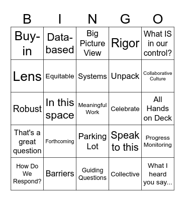 Welcome to PD Bingo! Bingo Card