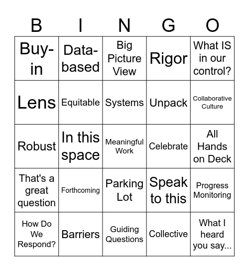 Welcome to PD Bingo! Bingo Card