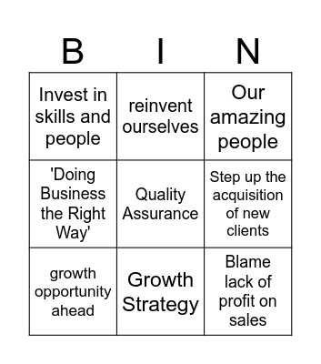 Intertek Town Hall Bingo Card