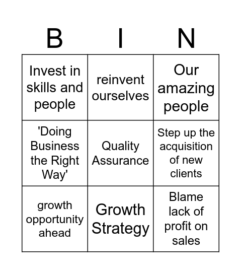 Intertek Town Hall Bingo Card