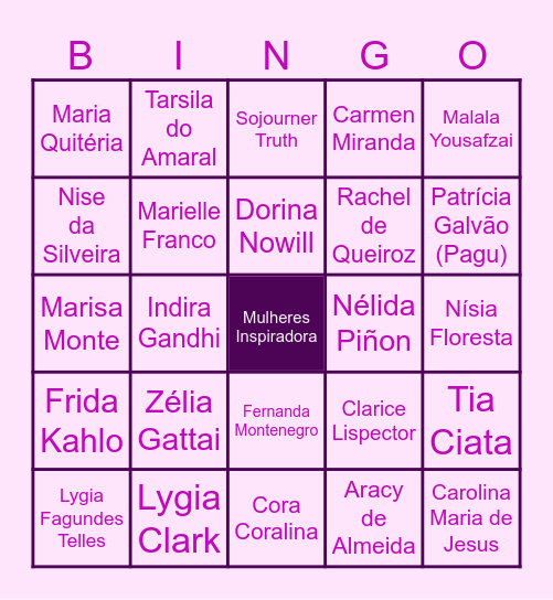 10 a 14 de Março Semana de Valorização das mulheres que fizeram história - Mulher Inspiradora Bingo Card