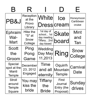 Our Story  Bingo Card