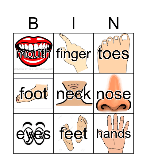 body parts  Bingo Card