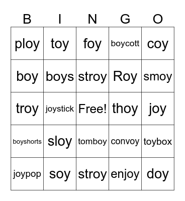 oy Bingo Card