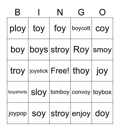 oy Bingo Card