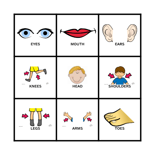 Body Parts BINGO Card