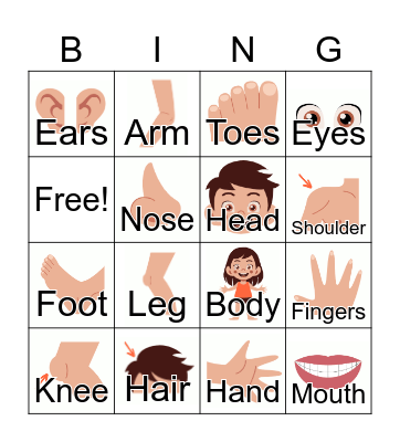 Body Parts Bingo Card