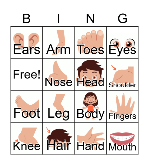 Body Parts Bingo Card