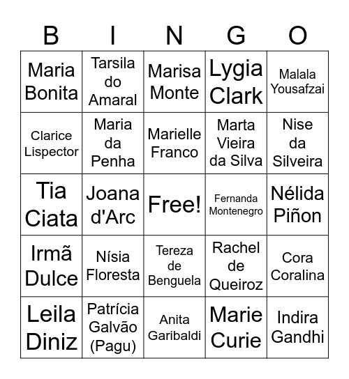 Mulheres Inspiradora Bingo Card