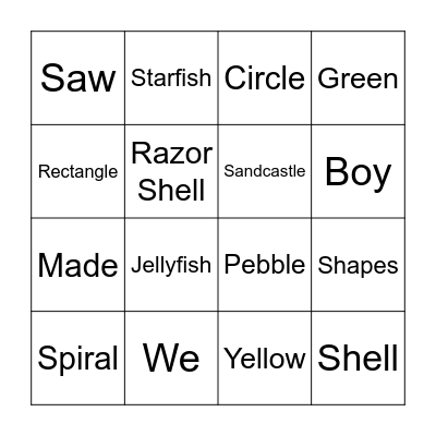 At the Seashore Bingo Card