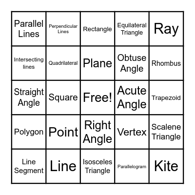 Geometry Term Bingo! Bingo Card
