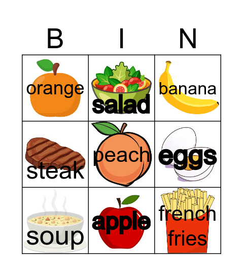 Food Bingo Card