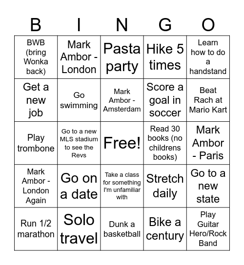 Chris's 2025 Bingo Card