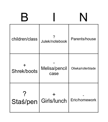 kółko krzyżyk saksoński Bingo Card