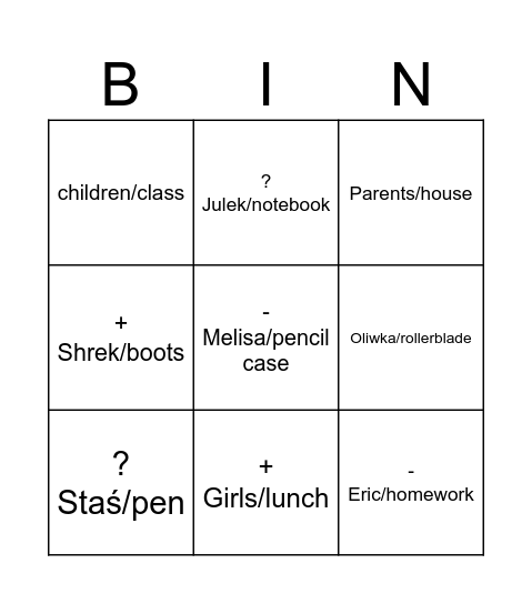 kółko krzyżyk saksoński Bingo Card