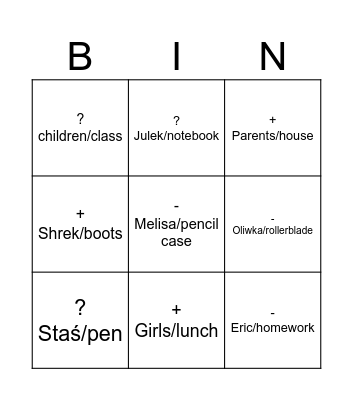 kółko krzyżyk saksoński Bingo Card