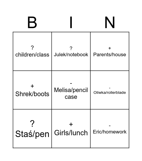 kółko krzyżyk saksoński Bingo Card