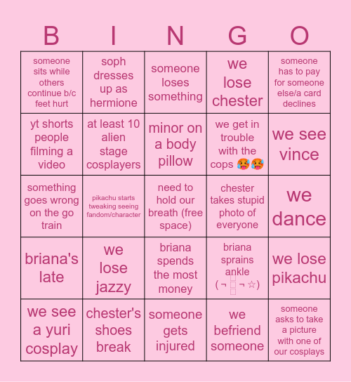 comiccon bingo ᕦ(ò_óˇ)ᕤ Bingo Card